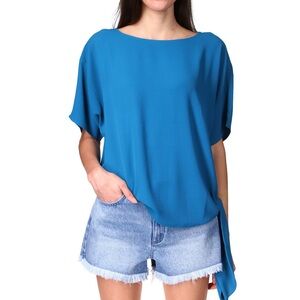 NWT Michael Kors side tie blouse in Cyan Blue size Large